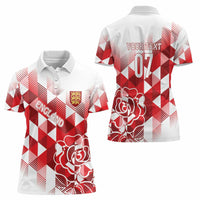 England Rugby Custom Women Polo Shirt Crystalised Red Rose - Wonder Print Shop