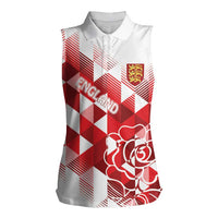England Rugby Custom Women Sleeveless Polo Shirt Crystalised Red Rose - Wonder Print Shop