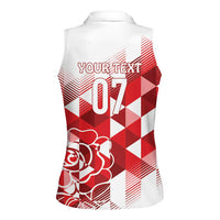 England Rugby Custom Women Sleeveless Polo Shirt Crystalised Red Rose - Wonder Print Shop