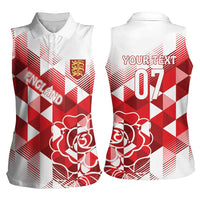 England Rugby Custom Women Sleeveless Polo Shirt Crystalised Red Rose - Wonder Print Shop