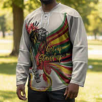 Reggae Soul B.Marley Grungy Hockey Jersey Get Up Stand Up - Wonder Print Shop
