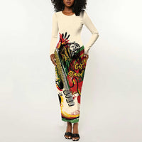 Reggae Soul B.Marley Grungy Long Sleeve Bodycon Dress Get Up Stand Up - Wonder Print Shop