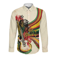 Reggae Soul B.Marley Grungy Long Sleeve Button Shirt Get Up Stand Up - Wonder Print Shop