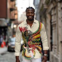 Reggae Soul B.Marley Grungy Long Sleeve Button Shirt Get Up Stand Up - Wonder Print Shop