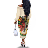 Reggae Soul B.Marley Grungy Off The Shoulder Long Sleeve Dress Get Up Stand Up - Wonder Print Shop