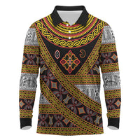 Cameroon Bamenda Toghu Inspired Long Sleeve Polo Shirt Classic Motifs