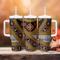 Cameroon Bamenda Toghu Inspired Tumbler With Handle Classic Motifs