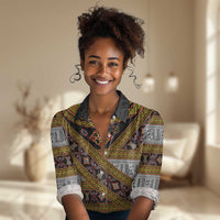 Cameroon Bamenda Toghu Inspired Women Casual Shirt Classic Motifs