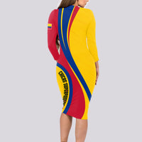 Colombia Football Long Sleeve Bodycon Dress World Cup 2023 Chicas Superpoderosas - Wonder Print Shop