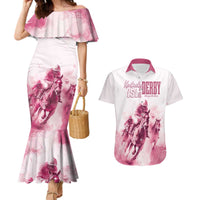 Personalised Kentucky Horse Racing Couples Matching Mermaid Dress and Hawaiian Shirt 151st Anniversary - Pink Out LT7