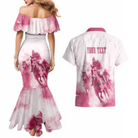 Personalised Kentucky Horse Racing Couples Matching Mermaid Dress and Hawaiian Shirt 151st Anniversary - Pink Out LT7