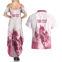 Personalised Kentucky Horse Racing Couples Matching Summer Maxi Dress and Hawaiian Shirt 151st Anniversary - Pink Out LT7