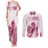 Personalised Kentucky Horse Racing Couples Matching Tank Maxi Dress and Long Sleeve Button Shirt 151st Anniversary - Pink Out LT7