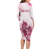 Personalised Kentucky Horse Racing Family Matching Long Sleeve Bodycon Dress and Hawaiian Shirt 151st Anniversary - Pink Out LT7