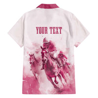 Personalised Kentucky Horse Racing Family Matching Off Shoulder Long Sleeve Dress and Hawaiian Shirt 151st Anniversary - Pink Out LT7
