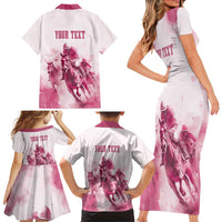 Personalised Kentucky Horse Racing Family Matching Short Sleeve Bodycon Dress and Hawaiian Shirt 151st Anniversary - Pink Out LT7