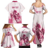 Personalised Kentucky Horse Racing Family Matching Summer Maxi Dress and Hawaiian Shirt 151st Anniversary - Pink Out LT7