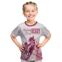 Personalised Kentucky Horse Racing Kid T Shirt 151st Anniversary - Pink Out LT7