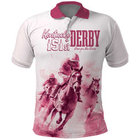 Personalised Kentucky Horse Racing Polo Shirt 151st Anniversary - Pink Out LT7