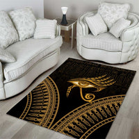 Ancient Egypt Eye of Horus Area Rug Gold Intricate Feathers