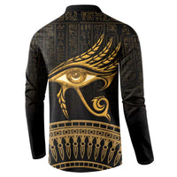 Ancient Egypt Eye of Horus Button Sweatshirt Gold Intricate Feathers