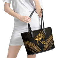 Ancient Egypt Eye of Horus Leather Tote Bag Gold Intricate Feathers
