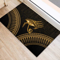 Ancient Egypt Eye of Horus Rubber Doormat Gold Intricate Feathers