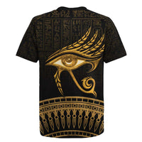 Ancient Egypt Eye of Horus Rugby Jersey Gold Intricate Feathers