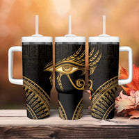 Ancient Egypt Eye of Horus Tumbler With Handle Gold Intricate Feathers