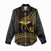 Ancient Egypt Eye of Horus Women Casual Shirt Gold Intricate Feathers
