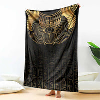 Ancient Egypt Scarab Blanket Black Gold