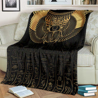Ancient Egypt Scarab Blanket Black Gold
