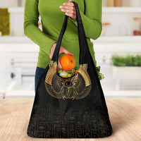 Ancient Egypt Scarab Grocery Bag Black Gold