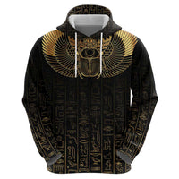 Ancient Egypt Scarab Zip Hoodie Black Gold