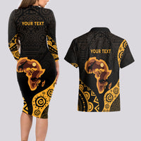 Africa Day Personalized Couples Matching Long Sleeve Bodycon Dress and Hawaiian Shirt Ethnic Retro Style LT7 - Wonder Print Shop