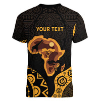 Africa Day Personalized Women V-Neck T-Shirt Ethnic Retro Style - Wonder Print Shop