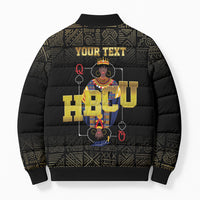 HBCU Grad Personalized Queen Poker Card Bomber Puffer Jacket Golden Pattern