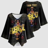 HBCU Grad Personalized Queen Poker Card Kimono Sleeve Blouse Golden Pattern