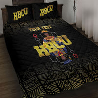 HBCU Grad Personalized Queen Poker Card Quilt Bed Set Golden Pattern