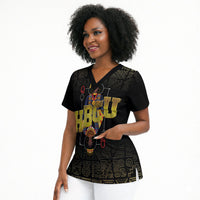 HBCU Grad Personalized Queen Poker Card Scrub Top Golden Pattern