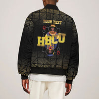 HBCU Grad Personalized Queen Poker Card Sleeve Zip Bomber Jacket Golden Pattern