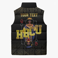 HBCU Grad Personalized Queen Poker Card Sleeveless Puffer Jacket Golden Pattern