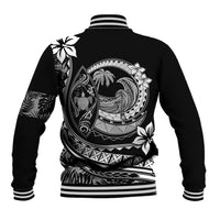 Polynesian Plumeria Baseball Jacket Ride The Waves - Black LT7 - Wonder Print Shop