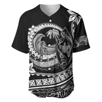Polynesian Plumeria Baseball Jersey Ride The Waves - Black LT7 - Wonder Print Shop