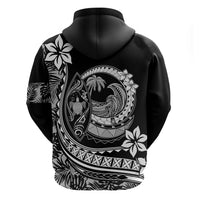 Polynesian Plumeria Hoodie Ride The Waves - Black - Wonder Print Shop