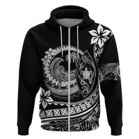 Polynesian Plumeria Hoodie Ride The Waves - Black - Wonder Print Shop