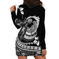 Polynesian Plumeria Hoodie Dress Ride The Waves - Black - Wonder Print Shop