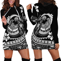 Polynesian Plumeria Hoodie Dress Ride The Waves - Black - Wonder Print Shop