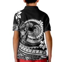 Polynesian Plumeria Kid Polo Shirt Ride The Waves - Black - Wonder Print Shop