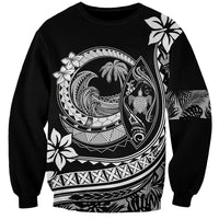 Polynesian Plumeria Sweatshirt Ride The Waves - Black - Wonder Print Shop